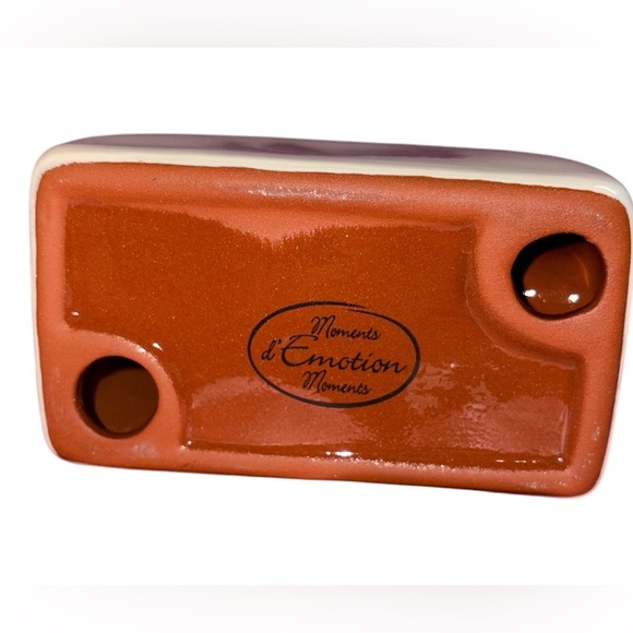 🔻Vintage🔻 NWOT, Gravy Sauce Boat & Napkin Holder Set, Beige & Burgundy 🐔 - Picture 9 of 13